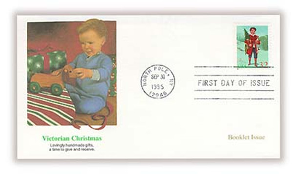 3004b - 3007b / 32c Santa and Children Booklet Issue Singles Set of 4 Christmas Series 1995 Fleetwood FDCs