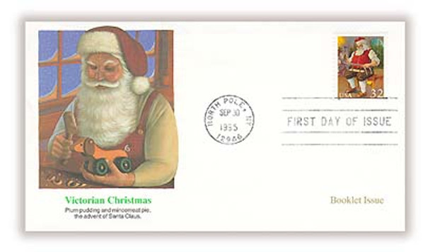 3004b - 3007b / 32c Santa and Children Booklet Issue Singles Set of 4 Christmas Series 1995 Fleetwood FDCs