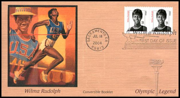 3436 / 23c Wilma Rudolph Convertible Booklet Pair Fleetwood 2004 FDC