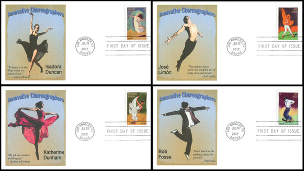 4698 - 4701 / 45c Innovative Choreographers Set of 4 Fleetwood 2012 FDCs