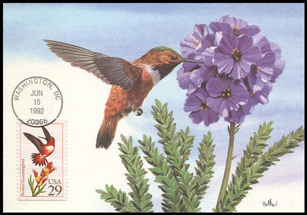 2642 - 2646 / 29c Hummingbirds Set of 5 Fleetwood 1992 First Day of Issue Maximum Card