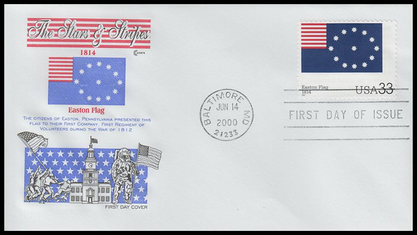 3403a - t / 33c Stars and Stripes : Historic American Flags 2000 Set of 20 Cover Craft Cachets FDCs With Insert Card (Limited Edition of Only 140 Made)
