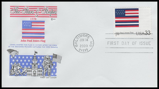 3403a - t / 33c Stars and Stripes : Historic American Flags 2000 Set of 20 Cover Craft Cachets FDCs With Insert Card (Limited Edition of Only 140 Made)
