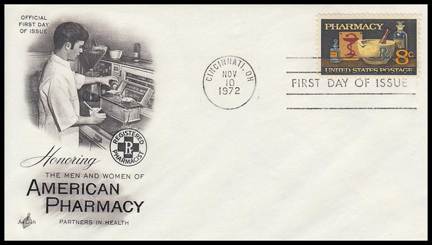 1473 / 8c Pharmacy : Saluting Pharmacists Artcraft 1972 First Day Cover