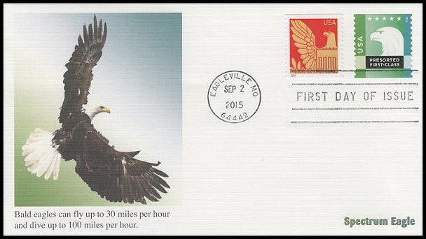 5013 - 5018 / 25c Spectrum Eagles Set of 6 Fleetwood 2015 FDCs