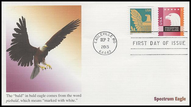 5013 - 5018 / 25c Spectrum Eagles Set of 6 Fleetwood 2015 FDCs