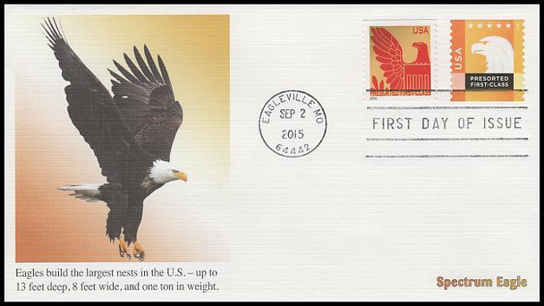 5013 - 5018 / 25c Spectrum Eagles Set of 6 Fleetwood 2015 FDCs