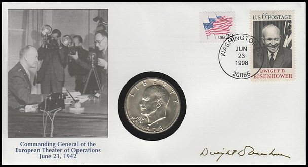 Eisenhower : Commanding General, European Theater Operations : Eisenhower Silver Dollar Fleetwood 1998 Commemorative Cover