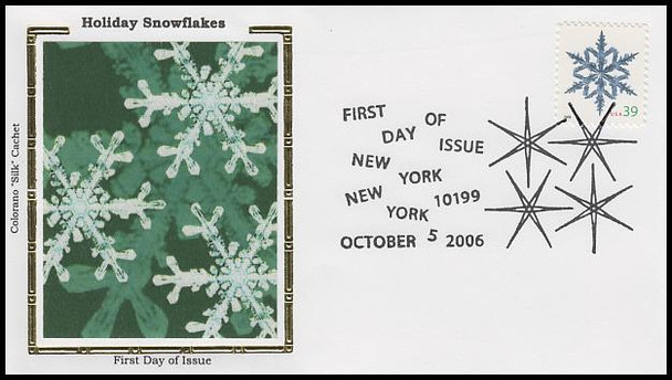 4101 - 4104 / 39c Snowflakes PSA : Holiday Celebration Series Set of 4 Colorano Silk 2006 First Day Covers