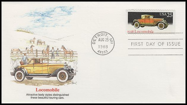 2381 - 2385 / 25c Classic Automobiles Set of 5 Artist Basil Smith Fleetwood 1988 FDCs