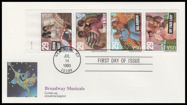 2770a / 29c Broadway Musicals Booklet Pane Fleetwood 1993 First Day Cover 2770a / 29c Broadway Musicals Booklet Pane Fleetwood 1993 First Day Cover