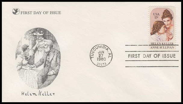 1824 / 15c Helen Keller and Anne Sullivan 1980 Reader's Digest FDC