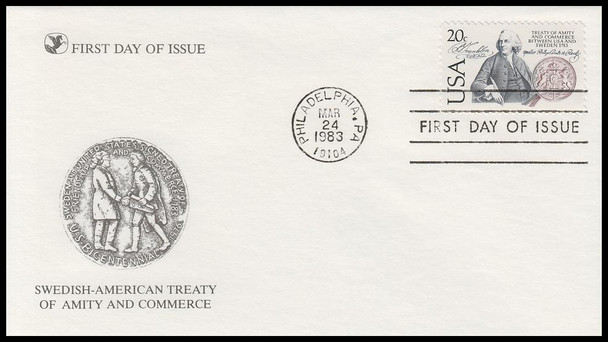 2036 / 20c Swedish - American Treaty of Amity and Commerce 1983 Reader's Digest FDC