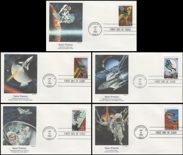 2741 - 2745 / 29c Space Fantasy Set of 5 Fleetwood 1993 FDCs
