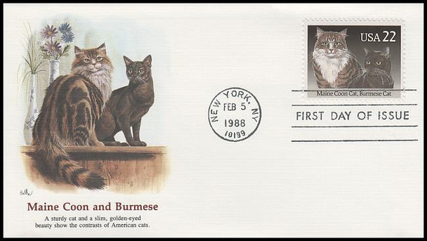 2372 - 2375 / 22c Cat Breeds 1988 Set of 4 Fleetwood First Day Covers