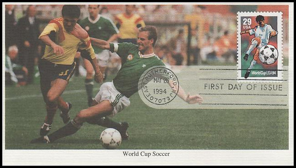 2834 - 2836 /  29c, 40c, 50c World Cup Soccer Championships Set of 3 Mystic 1994 FDCs