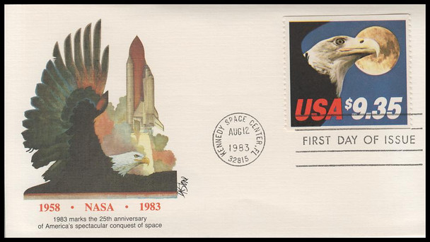 1909 / $9.35 Eagle and Full Moon Express Mail 1983 Fleetwood FDC ( Light Toning Throughout )