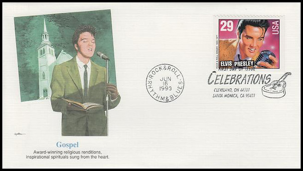 2731 / 29c Elvis Presley : Legend of American Music Booklet Single Set of 5 Different Fleetwood 1993 FDCs
