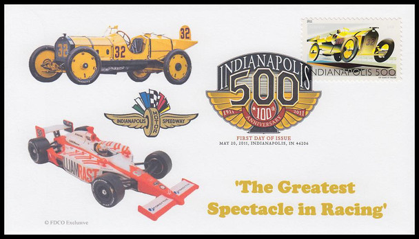 4530 / 44c Indianapolis 500 : 100th Annv. 2011 Digital Color Postmark FDCO Exclusive First Day Cover