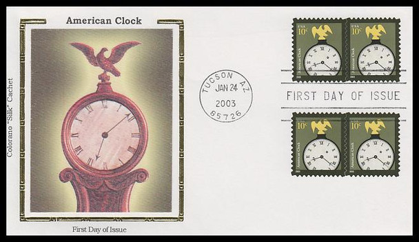3757 / 10c American Clock Colorano Silk 2003 FDC