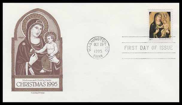 3003 / 32c Madonna and Child by Giotto di Bondone Sheet Issue Christmas 1995 Artmaster FDC