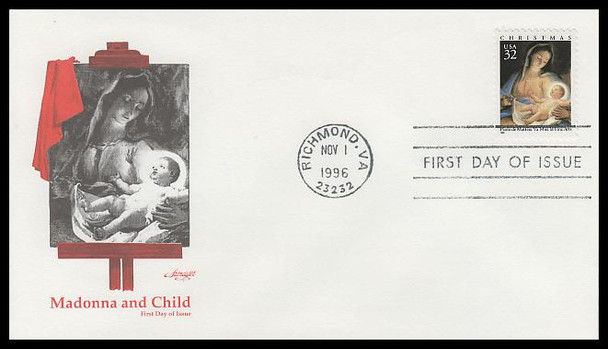 3107 / 32c Madonna and Child Painting by Paolo de Matteis Sheet Issue : Christmas Series 1996 Artmaster FDC