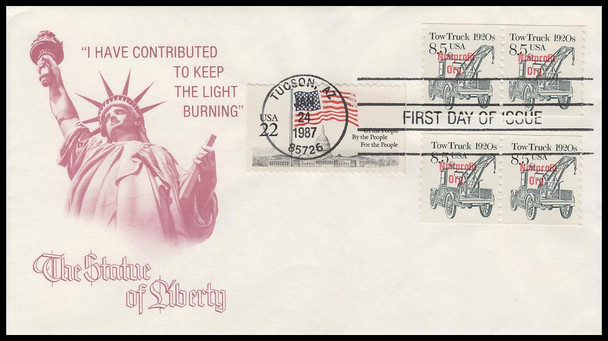 2129a / 8.5c 1920s Tow Truck Pre-Cancel Coil Pairs 1987 Artcraft Severe #3C FDC