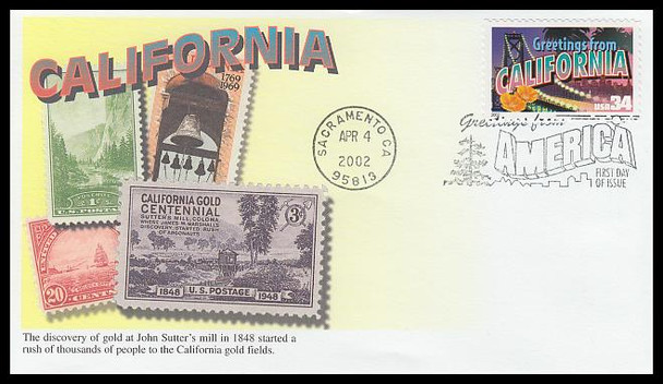 3561 - 3610 / 34c Greetings From America State Capitol Postmarks Set of 50 Mystic 2002 First Day Covers