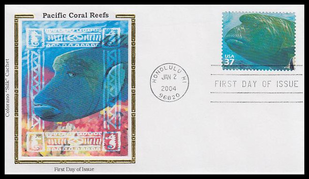 3831 a - j / 37c Pacific Coral Reef : Nature of America Series Set of 10 Colorano Silk 2004 First Day Covers