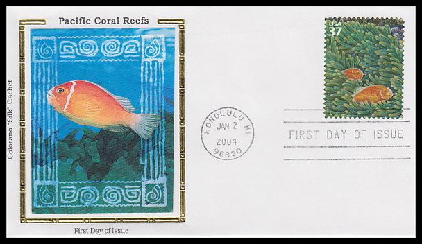 3831 a - j / 37c Pacific Coral Reef : Nature of America Series Set of 10 Colorano Silk 2004 First Day Covers