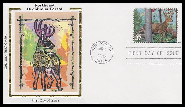 3899 a - j / 37c Northeast Deciduous Forest : Nature of America Series Set of 10 Colorano SIlk 2005 First Day Covers