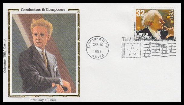 3158 - 3165 / 32c Classical Composers and Conductors : American Music Series Set of 8 Colorano Silk 1997 FDCs