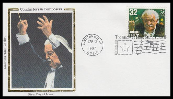 3158 - 3165 / 32c Classical Composers and Conductors : American Music Series Set of 8 Colorano Silk 1997 FDCs