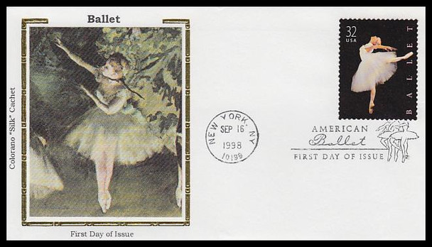 3237 / 32c American Ballet 1998 Colorano Silk First Day Cover