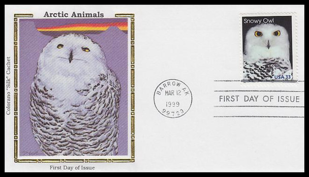 3288 - 3292 / 33c Arctic Animals Set of 5 Colorano Silk 1999 First Day Covers