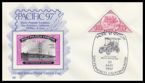 3131 / 32c Stagecoach Pacific '97 May 30th Purple Cinderella Stamp Cachet WP Event Show Cover