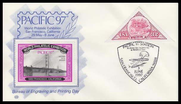 3131 / 32c Clipper Ship Pacific '97 June 3rd Purple Cinderella Stamp Cachet WP Event Show Cover