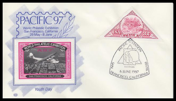 3131 / 32c Stagecoach Pacific '97 June 6th Magenta Cinderella Stamp Cachet WP Event Show Cover