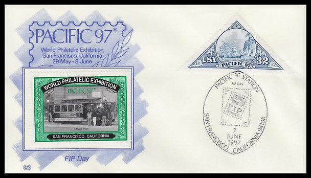 3130 / 32c Stagecoach Pacific '97 June 6th Green Cinderella Stamp Cachet WP Event Show Cover