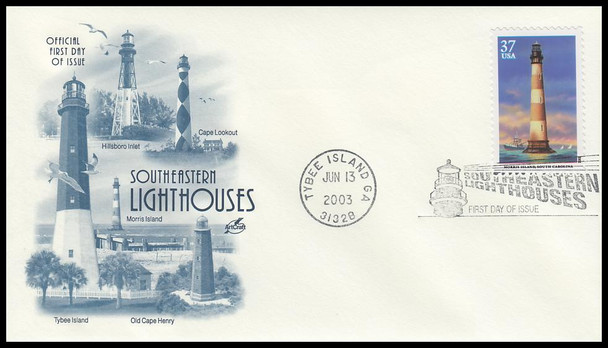 3787 - 3791 / 37c Southeastern Lighthouses Set of 5 Artcraft 2003 First Day Covers