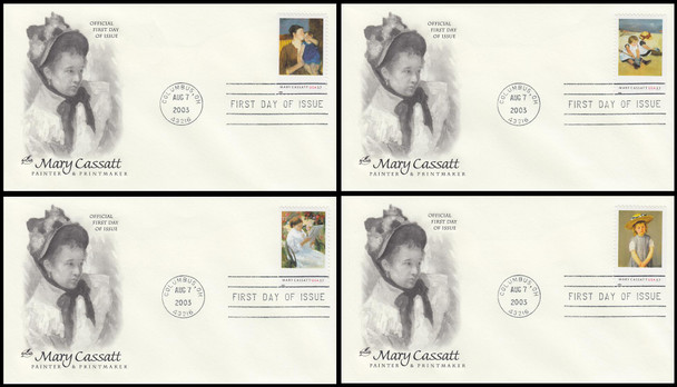 3804 - 3807 / 37c Mary Cassatt Paintings Set of 4 Artcraft 2003 First Day Covers