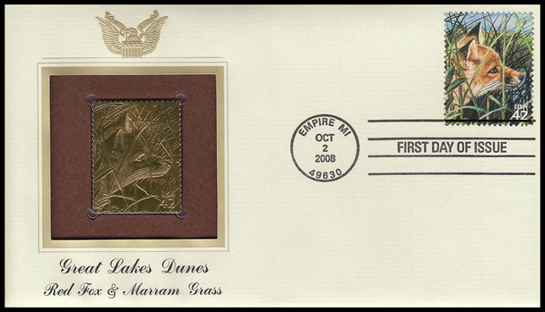 4352a - j / 42c Great Lakes Dunes : Nature Of America Series Set of 10 Gold Replica Postal Commemorative Society 2008 FDCs with Info Cards