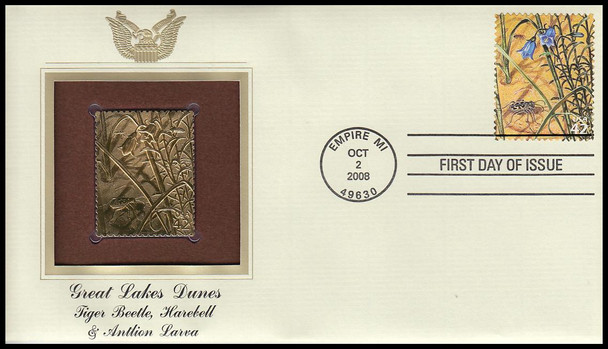 4352a - j / 42c Great Lakes Dunes : Nature Of America Series Set of 10 Gold Replica Postal Commemorative Society 2008 FDCs with Info Cards