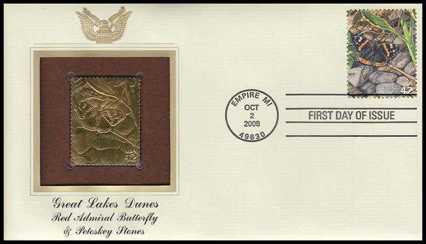 4352a - j / 42c Great Lakes Dunes : Nature Of America Series Set of 10 Gold Replica Postal Commemorative Society 2008 FDCs with Info Cards