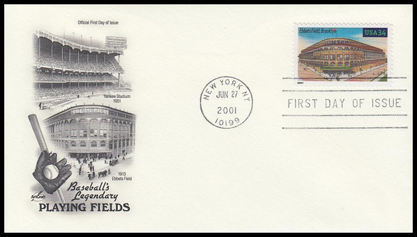 3510 - 3519 / 34c Legendary Major League Baseball Playing Fields Set of 10  New York, NY Postmark 2001 Artcraft FDCs