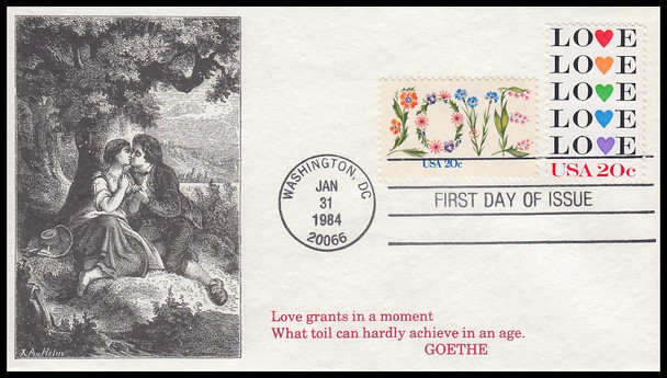 2072 / 20c Love Combo #2 K.M.C. Venture 1984 First Day Cover