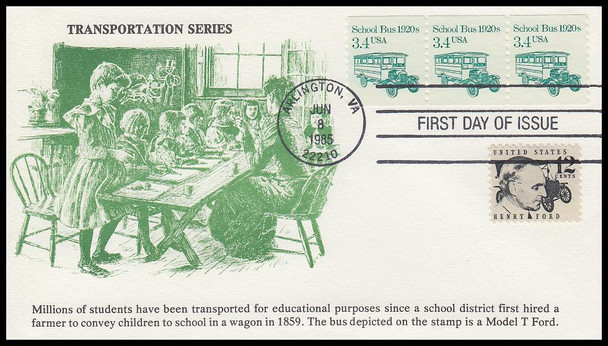 2123 / 3.4c School Bus 1920s Coil Combo K.M.C. Venture 1985 First Day Cover