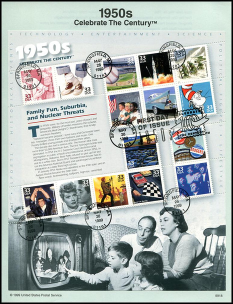 3182 - 3191 / 32c - 33c Celebrate The Century ( CTC ) Complete Sheets Set of 10 USPS Souvenir Pages