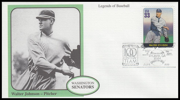 3408a - t  / 33c Legends of Baseball Set of 20 Mystic 2000 FDCs (Cachets are off center on some envelopes)