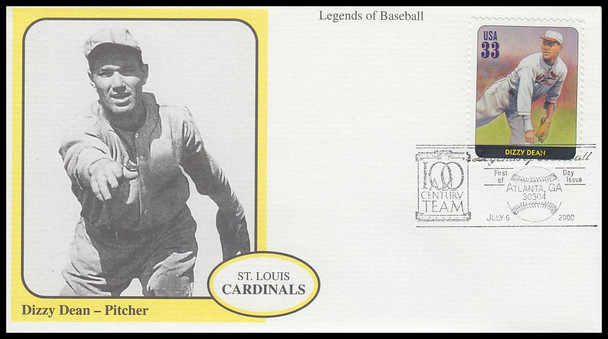 3408a - t  / 33c Legends of Baseball Set of 20 Mystic 2000 FDCs (Cachets are off center on some envelopes)